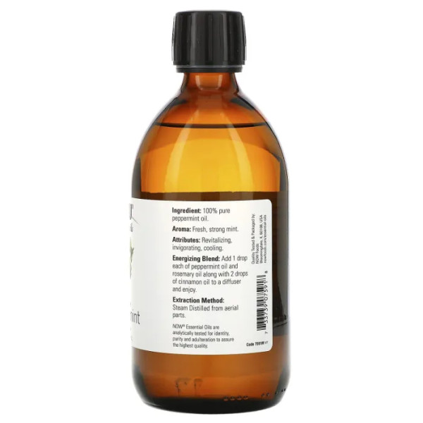 Масло м'яти перцевої, Peppermint, Now Foods, Essential Oils, 473 мл