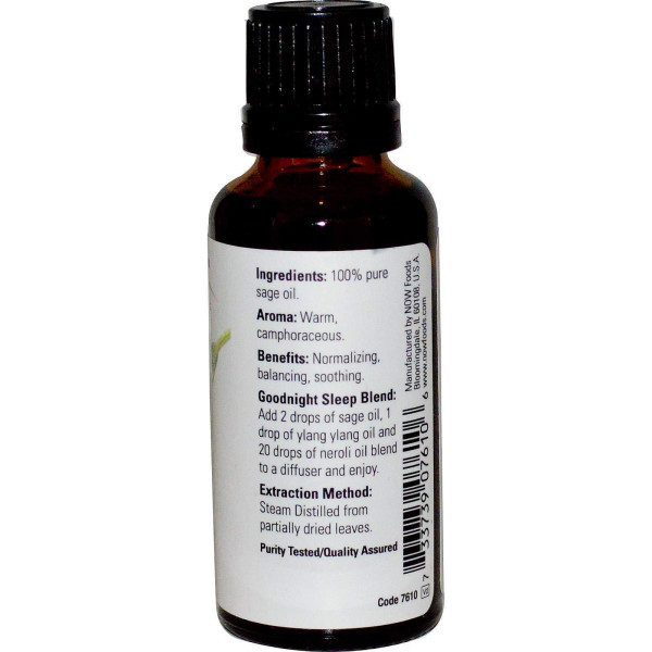 Олія шавлії, Oil Sage, Now Foods, Essential Oils, ефірна, 30 мл