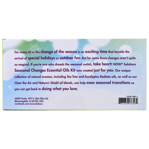 Набор балансирующих эфирных масел, Balancing Kit, Now Foods, Essential Oils, бодрящие, для сезонных изменений, 4 х 10 мл