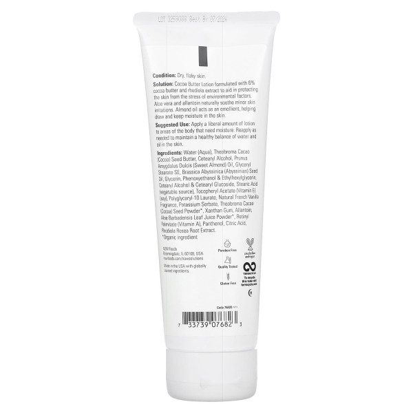 Лосьйон від розтяжок з маслом какао, Cocoa Butter Lotion, Now Foods, Solutions, 237 мл