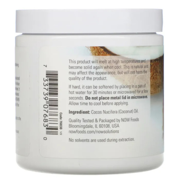 Кокосовое масло, Coconut Oil, Now Foods, Solutions, 207 мл