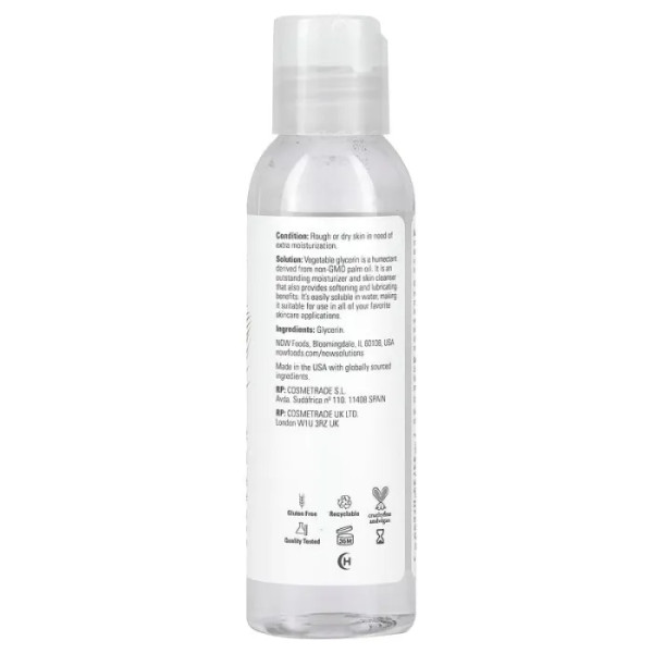 Гліцерин рослинний, Vegetable Glycerine, NOW Foods, Solutions, 946 мл