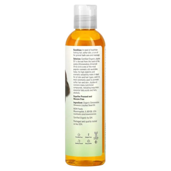 Масло жожоба (Jojoba Oil), Now Foods, Solutions, органік, 237 мл