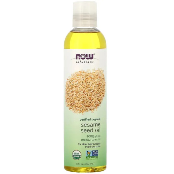 Кунжутна олія, Solutions, Sesame Seed Oil, Now Foods, сертифікована, органічна, 237 мл