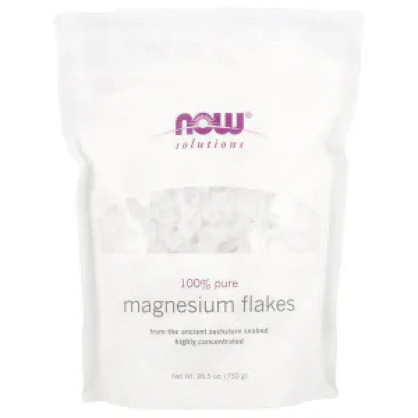 Магнієві пластівці для ванни, Magnesium Flakes, NOW Foods, Solutions, 100% чисті, 750 г