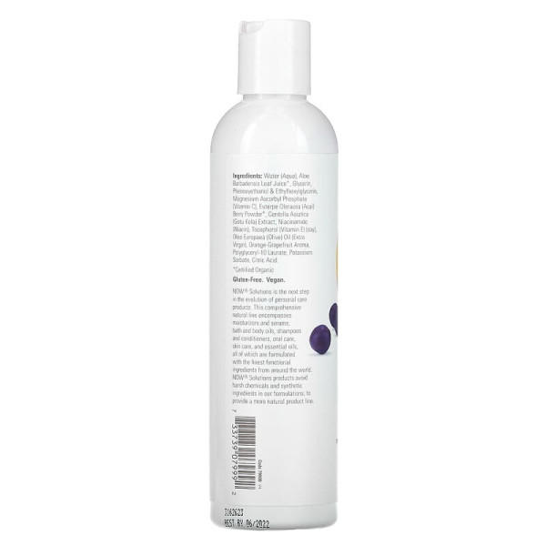 Тонер для обличчя, Purifying Toner, Now Foods, Solutions, очищаючий, вітамін C і ягоди асаї, 237 мл