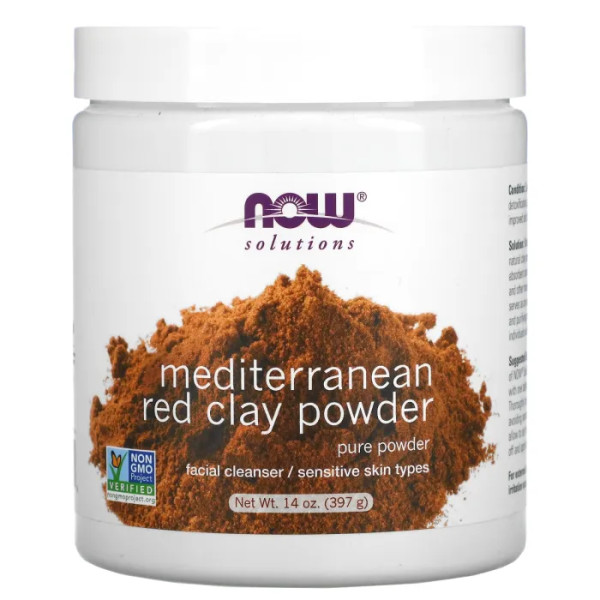Глина для обличчя, червона, Mediterranean Red Clay, Now Foods, Solutions, середземноморський порошок, 397 г