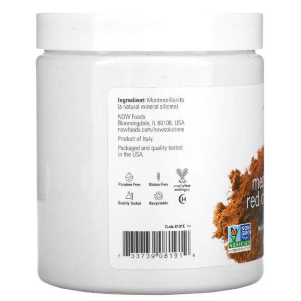 Глина для обличчя, червона, Mediterranean Red Clay, Now Foods, Solutions, середземноморський порошок, 397 г