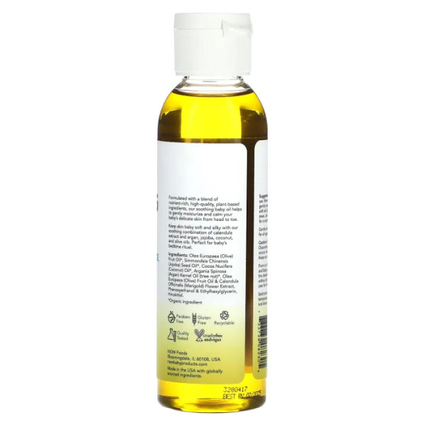 Дитяча олія заспокійлива, Soothing Baby Oil, NOW Foods, без запаху, 118 мл