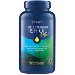 Риб'ячий жир, Triple Strength Fish Oil GNC, 240 міні гелевих капсул, 1000 мг ДГК ЕПК
