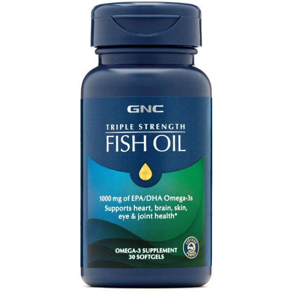 Риб'ячий жир, Triple Strength Fish Oil, GNC, 1000 мг ДГК \/ ЕПК, 30 гелевих капсул