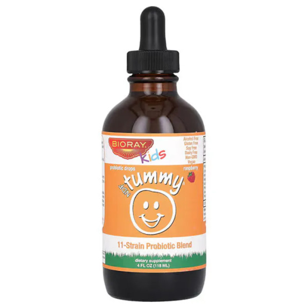 Пробиотики для детей, для комфорта в животе, NDF Tummy, Bioray Inc., 11 штаммов, малина, 118 мл