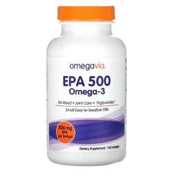 Омега 3 EPA 500 500 мг, OmegaVia EPA 500 Omega 3, 120 гелевих капсул