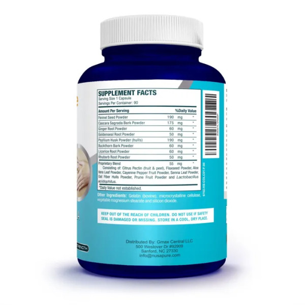 Очищення кишківника, Detox Pure Cleanse, NusaPure, 90 капсул