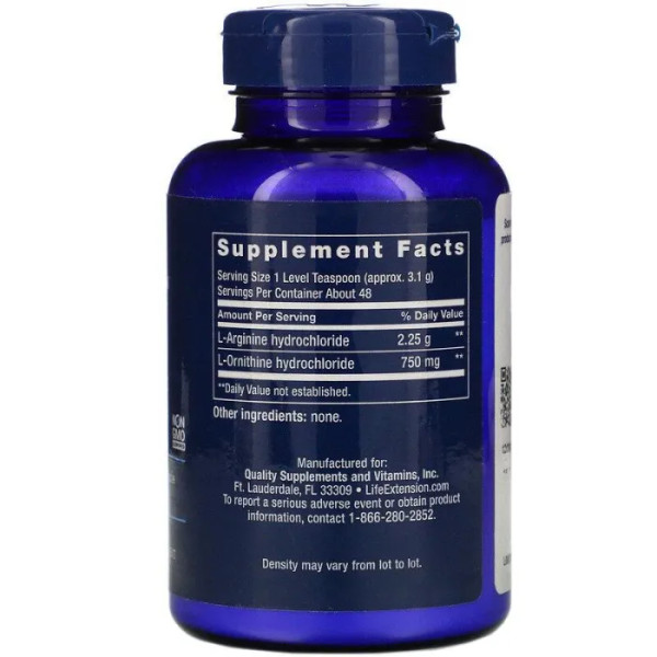 Аргінін орнітин, Arginine Ornithine, Life Extension, порошок, 150 г