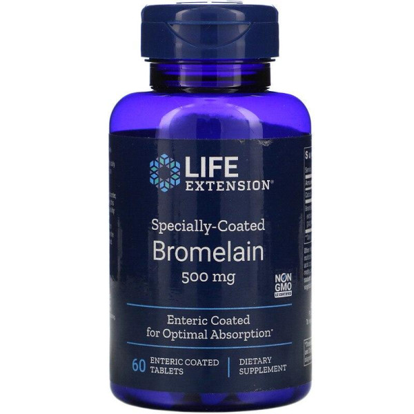 Бромелайн, Bromelain, Life Extension, 500 мг, 60 таблеток зі спеціальним покриттям