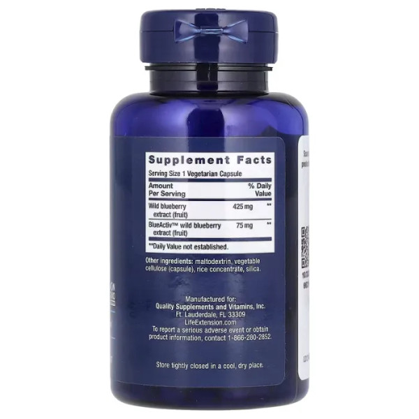 Экстракт черники, Blueberry Extract, Life Extension, 60 вегетарианских капсул