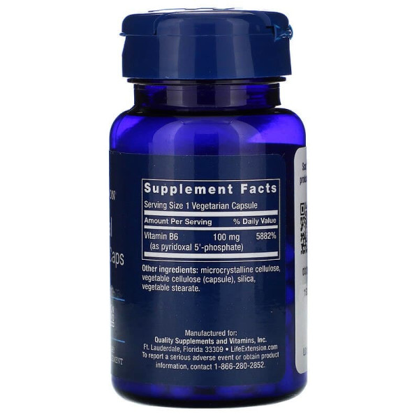 Вітамін В6 (піридоксаль 5'-фосфат), Pyridoxal 5'-Phosphate, Life Extension, 100 мг, 60 капсул