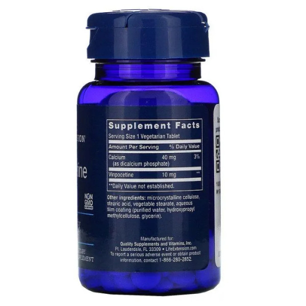 Винпоцетин, Vinpocetine, Life Extension, 10 мг, 100 таблеток