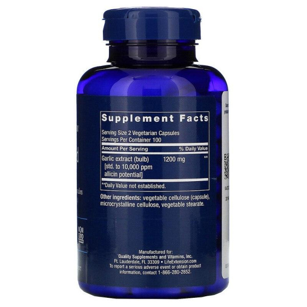 Часник, Optimized Garlic, Life Extension, стандартизований, 200 капсул
