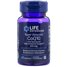 Коензим (убіхінол) 100 мг, Life Extension Ubiquinol CoQ10, мітохондріальна підтримка, 60 капсул