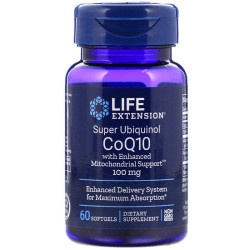 Коензим (убіхінол) 100 мг, Life Extension Ubiquinol CoQ10, мітохондріальна підтримка, 60 капсул
