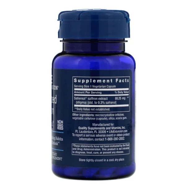 Шафран с Satiereal, Saffron, Life Extension, 60 капсул