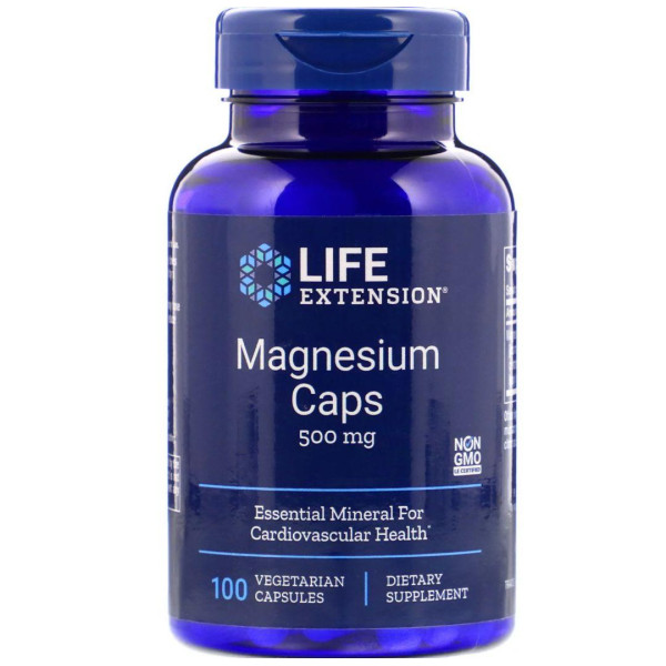 Магній, Magnesium, Life Extension, 500 мг, 100 вегетаріанських капсул