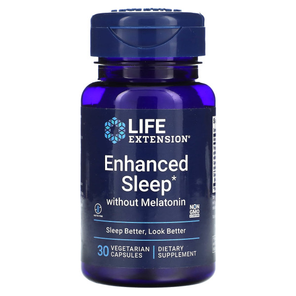 Здоровий сон, Enhanced Sleep, Life Extension, без мелатоніну, 30 капсул
