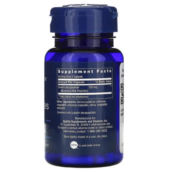 Пептид дельта-сну, Milk Peptides, Life Extension, 30 капсул