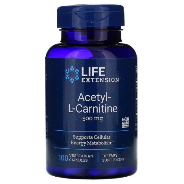 Ацетил карнітин, Acetyl-L-Carnitine, Life Extension, 500 мг, 100 капсул.