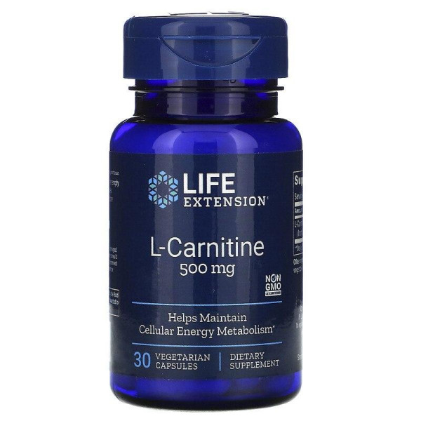 Карнітин, L-Carnitine, Life Extension, 500 мг, 30 капсул