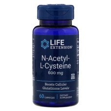 Ацетилцистеин, Life Extension N-Acetyl-L-Cysteine, 600 мг, 60 капсул