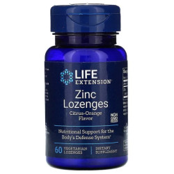 Цинк оксид льодяники смак апельсин, Life Extension Zinc, 60 цукерок