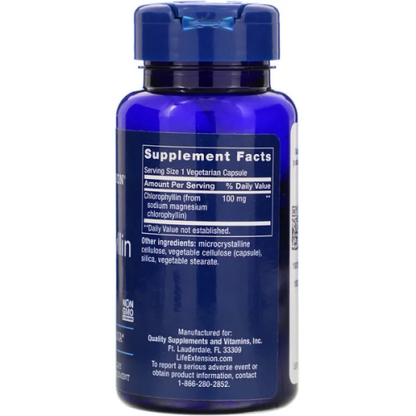 Хлорофилл, Chlorophyllin, Life Extension, 100 мг, 100 капсул.