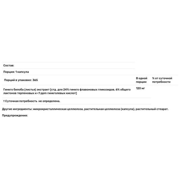 Гінкго білоба, Ginkgo Biloba, Life Extension, сертифікований екстракт, 120 мг, 365 капсул