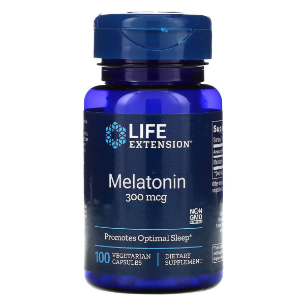 Мелатонін, Melatonin, Life Extension, 300 мкг, 100 капсул