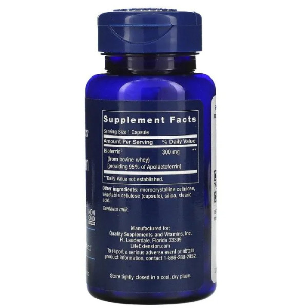 Лактоферин, Lactoferrin, Life Extension, 60 капсул