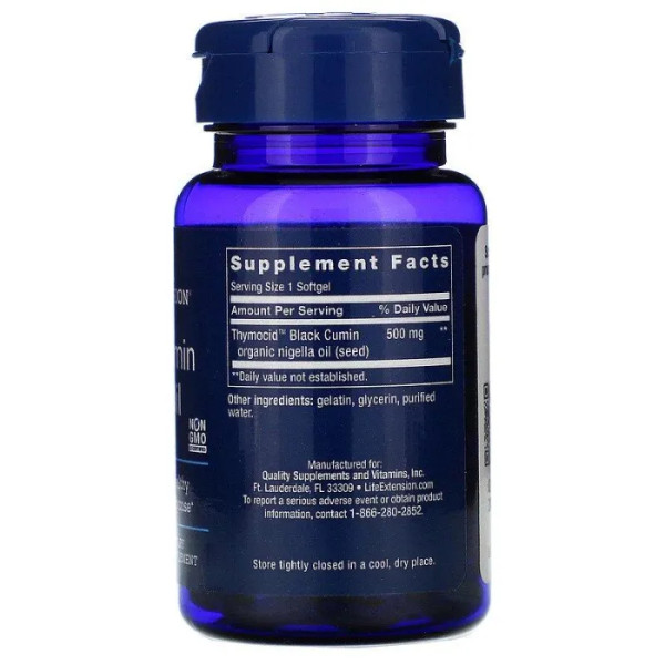 Масло чорного кмину, Black Cumin, Life Extension, з насіння, 60 капсул