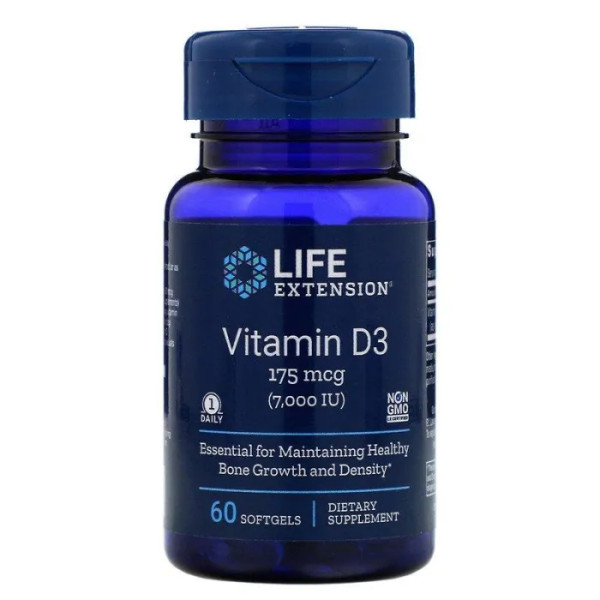 Вітамін D3, Vitamin D3, Life Extension, 7000 МО, 60 гелевих капсул