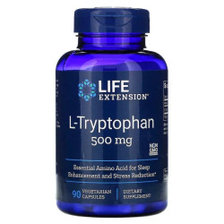 Триптофан, Life Extension L-Tryptophan, 500 мг, 90 капсул