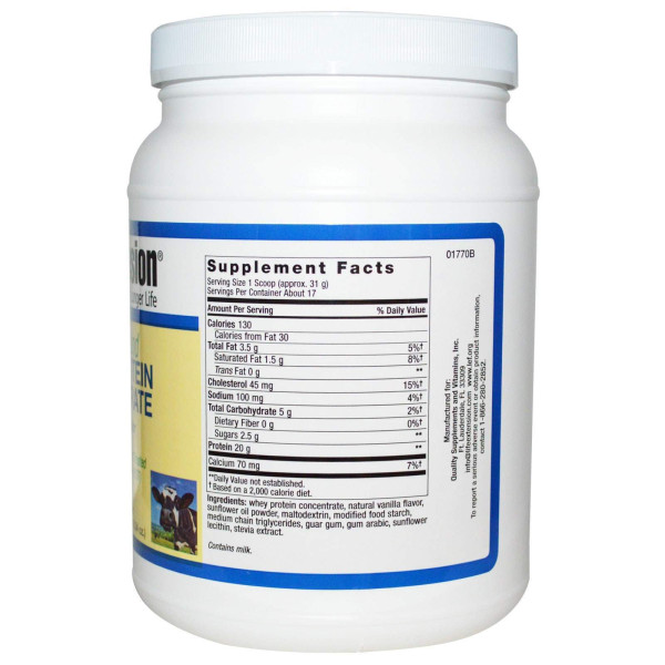 Сироватковий протеїн, Whey Protein, Life Extension, концентрат, ваніль, 520 г