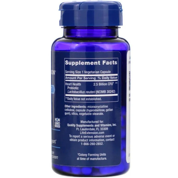 Пробіотик, здоров'я серця, Heart Health Probiotic, Life Extension, 60 капсул
