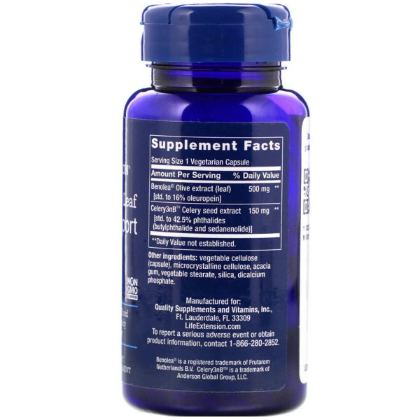 Вітаміни для судин, Vascular Support, Life Extension, оливковий лист і селеру, 60 капсул