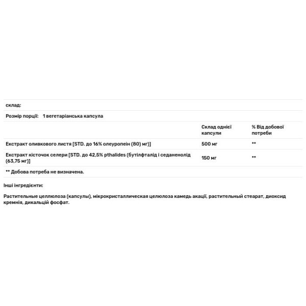 Вітаміни для судин, Vascular Support, Life Extension, оливковий лист і селеру, 60 капсул