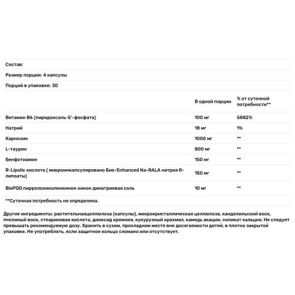 Пірролохінолінхінон з PQQ (Mitochondrial With BioPQQ), Life Extension, 120 капсул