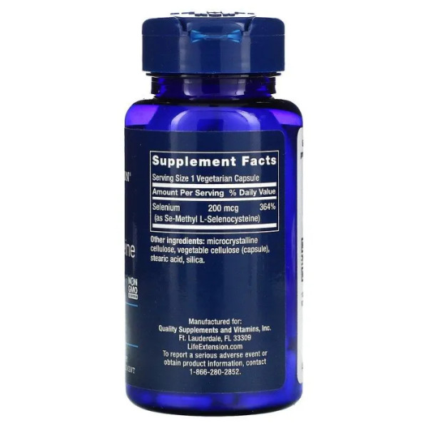 Селен (Се-метил-L-селеноцистеїн), Se-Methyl L-Selenocysteine, Life Extension, 200 мкг, 90 вегетаріанських капсул