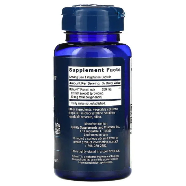 Экстракт французского дуба, Energy Renew, Life Extension, 30 вегетарианских капсул