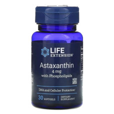 Астаксантин 4 мг с фосфолипидами, Life Extension Astaxanthin with Phospholipids, 30 капсул
