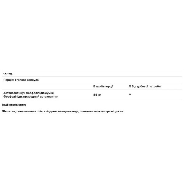 Астаксантин зфосфоліпідами, Astaxanthin with Phospholipids, Life Extension, 4 мг, 30 кап.